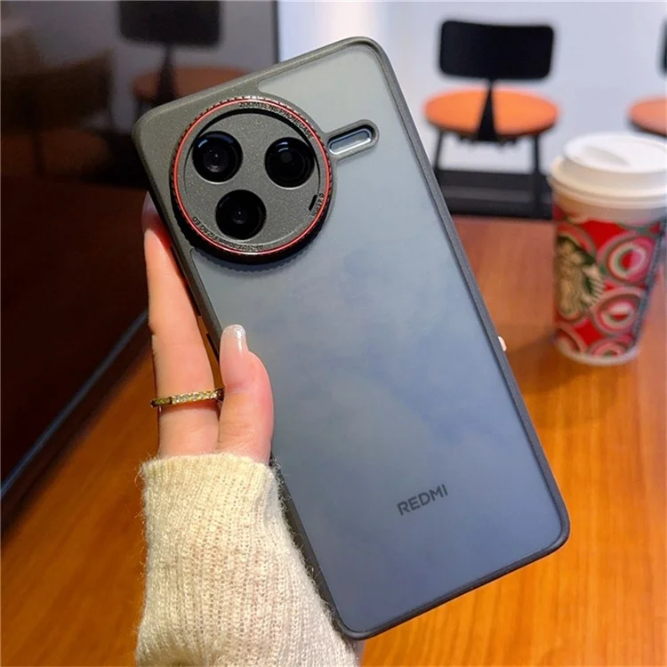 Funda para Xiaomi Redmi K80 5G / Poco F7 Pro 5G con Anillo de Lente Rojo Antigolpes TPU + PC Transparente