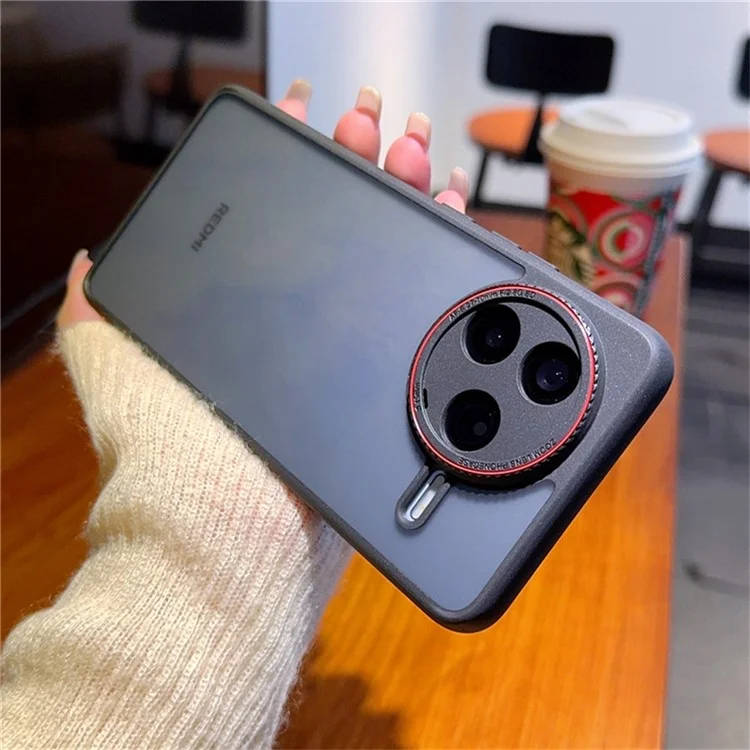 Funda para Xiaomi Redmi K80 5G / Poco F7 Pro 5G con Anillo de Lente Rojo Antigolpes TPU + PC Transparente