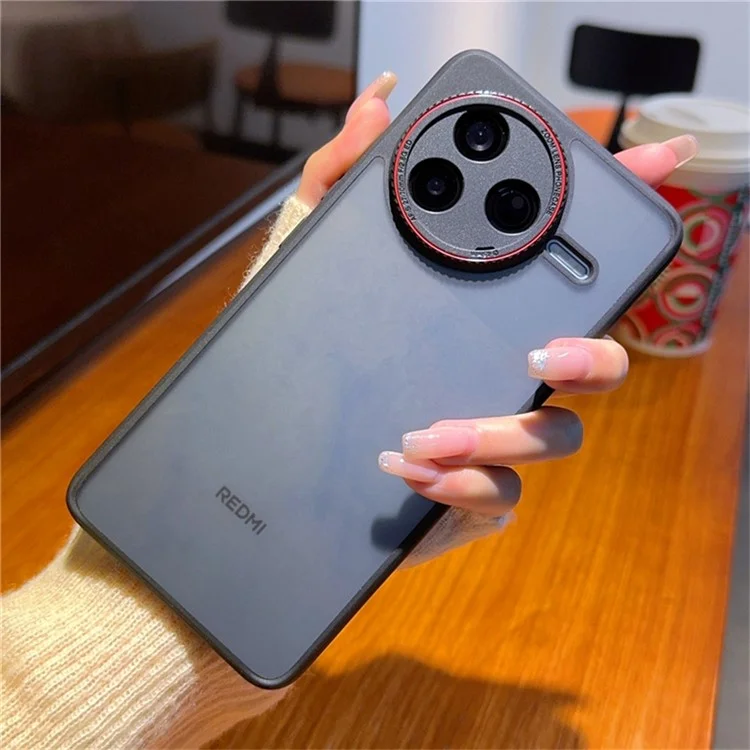 Funda para Xiaomi Redmi K80 5G / Poco F7 Pro 5G con Anillo de Lente Rojo Antigolpes TPU + PC Transparente