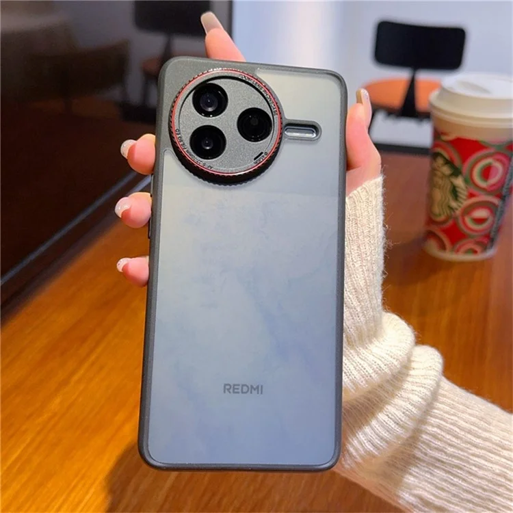 Funda para Xiaomi Redmi K80 5G / Poco F7 Pro 5G con Anillo de Lente Rojo Antigolpes TPU + PC Transparente