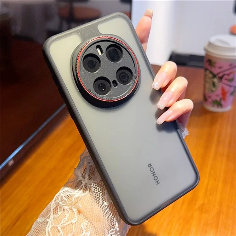 Funda para Honor Magic7 Pro 5G con Anillo de Lente Rojo Antichoque TPU + PC Carcasa Transparente para Teléfono