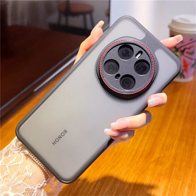 Funda para Honor Magic7 Pro 5G con Anillo de Lente Rojo Antichoque TPU + PC Carcasa Transparente para Teléfono