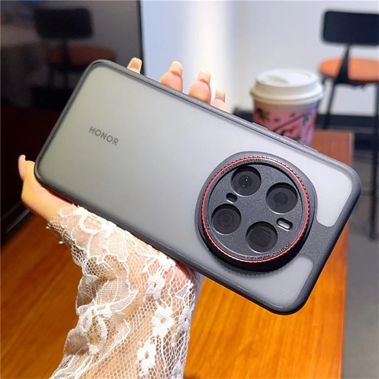Funda para Honor Magic7 Pro 5G con Anillo de Lente Rojo Antichoque TPU + PC Carcasa Transparente para Teléfono