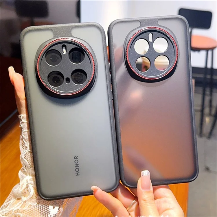 Funda para Honor Magic7 Pro 5G con Anillo de Lente Rojo Antichoque TPU + PC Carcasa Transparente para Teléfono