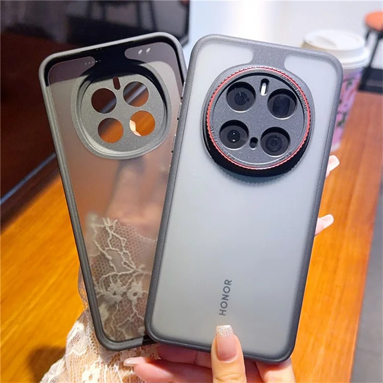 Funda para Honor Magic7 Pro 5G con Anillo de Lente Rojo Antichoque TPU + PC Carcasa Transparente para Teléfono