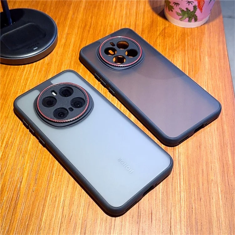 Funda para Honor Magic7 Pro 5G con Anillo de Lente Rojo Antichoque TPU + PC Carcasa Transparente para Teléfono