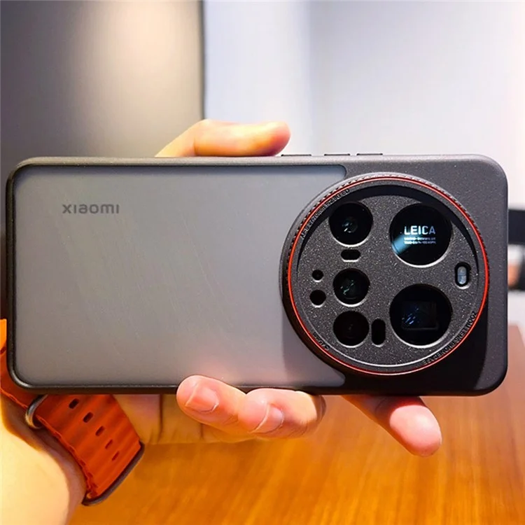 Funda para Xiaomi 15 Ultra con Anillo de Lente Rojo, Antigolpes TPU + PC, Carcasa Transparente