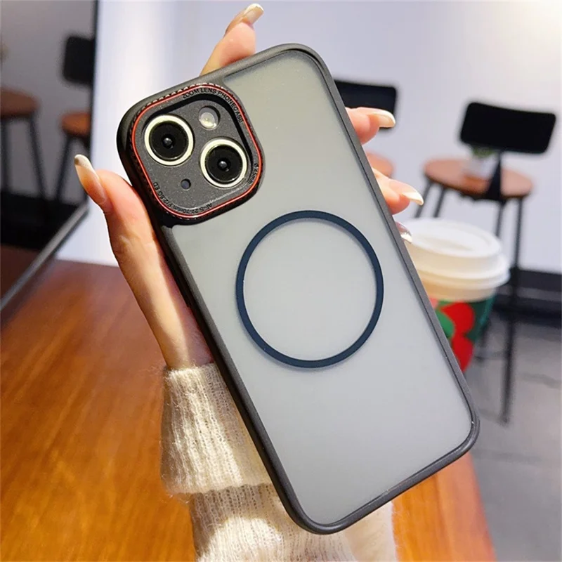 For iPhone 15 Hoesje Compatibel met MagSafe Rode Lensring Stootvaste TPU + PC Transparante Telefoonhoes