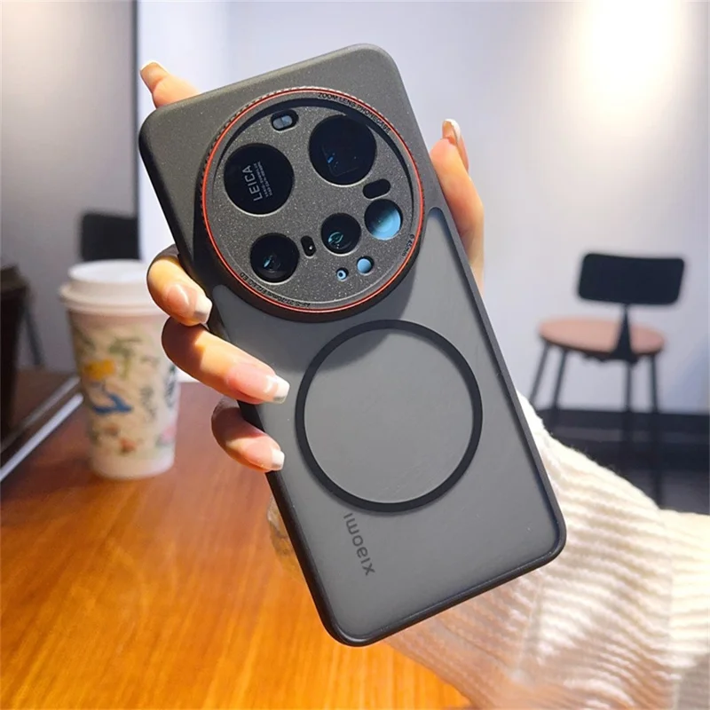 For Xiaomi 15 Ultra Case Magnetic Case Red Lens Ring Shockproof TPU + PC Translucent Phone Cover