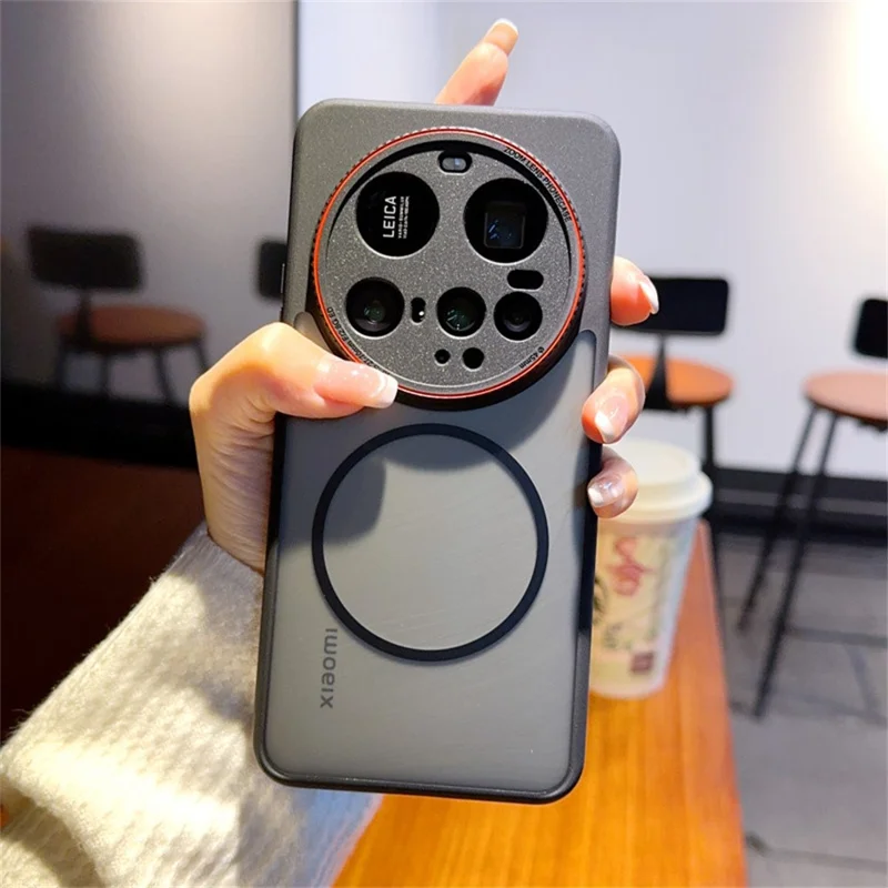 For Xiaomi 15 Ultra Case Magnetic Case Red Lens Ring Shockproof TPU + PC Translucent Phone Cover