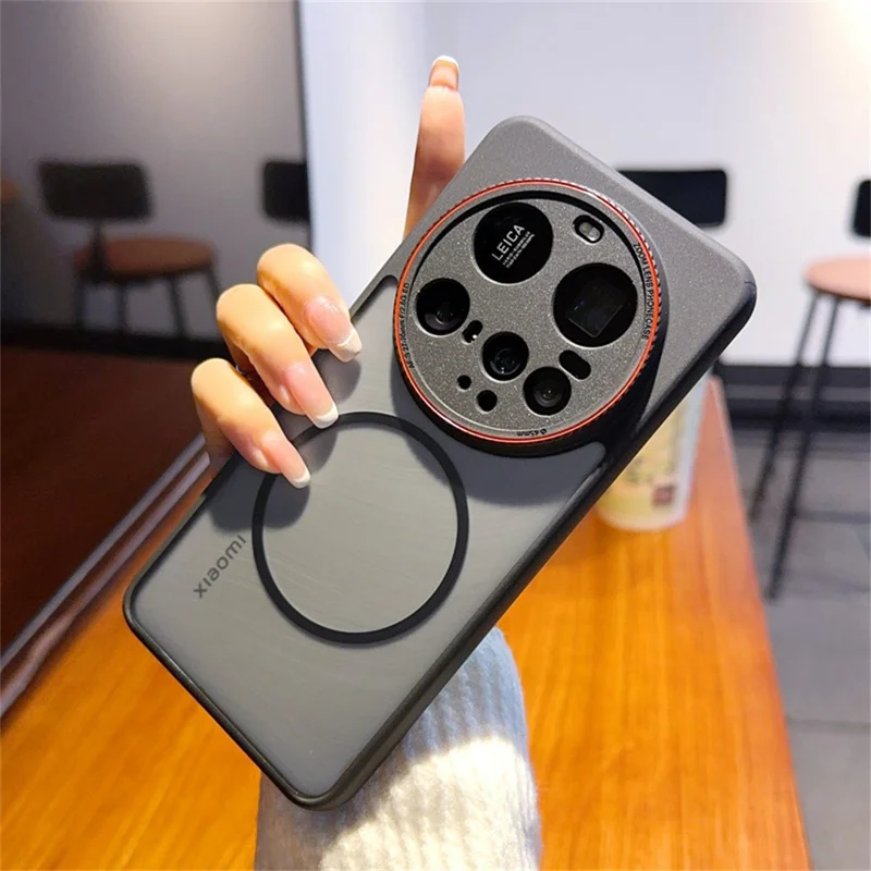 For Xiaomi 15 Ultra Case Magnetic Case Red Lens Ring Shockproof TPU + PC Translucent Phone Cover