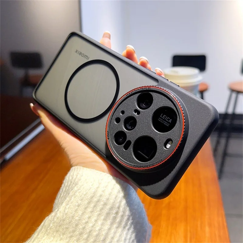 For Xiaomi 15 Ultra Case Magnetic Case Red Lens Ring Shockproof TPU + PC Translucent Phone Cover