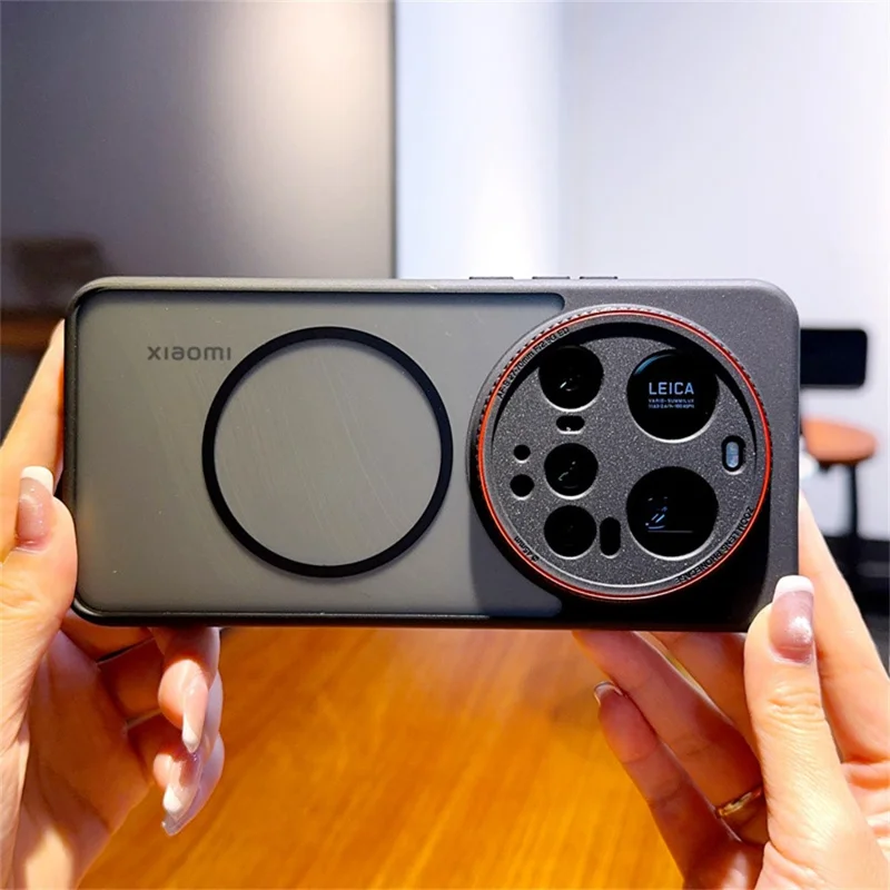 For Xiaomi 15 Ultra Case Magnetic Case Red Lens Ring Shockproof TPU + PC Translucent Phone Cover