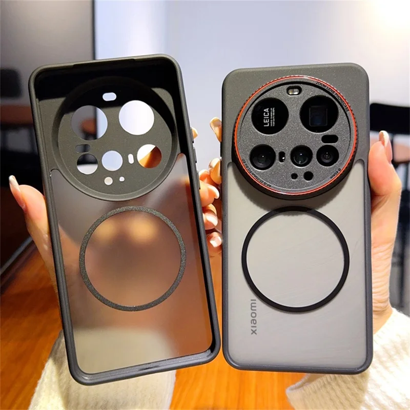 For Xiaomi 15 Ultra Case Magnetic Case Red Lens Ring Shockproof TPU + PC Translucent Phone Cover