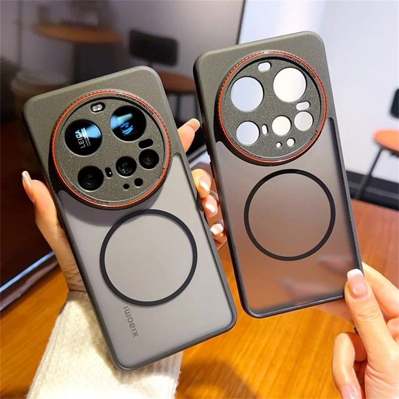 For Xiaomi 15 Ultra Case Magnetic Case Red Lens Ring Shockproof TPU + PC Translucent Phone Cover