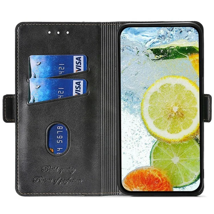 Capa para vivo Y29s 5G Carteira com Cores em Contraste em Couro para Celular - Preto + Cinza