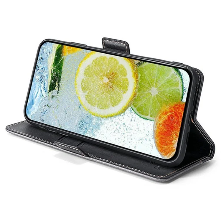 Capa para vivo Y29s 5G Carteira com Cores em Contraste em Couro para Celular - Preto + Cinza