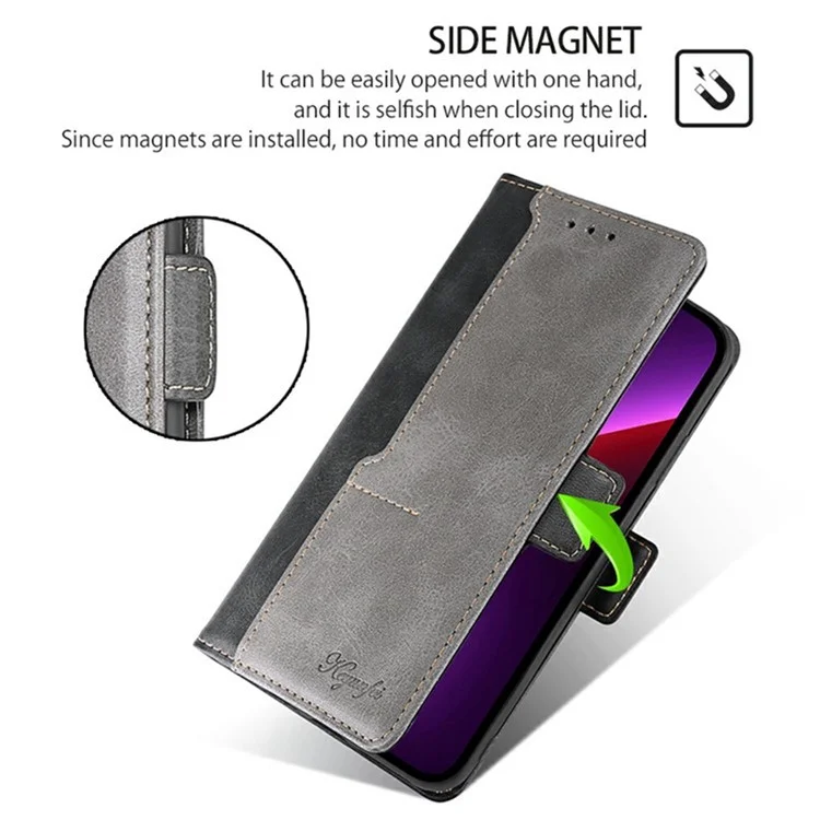 Capa para vivo Y29s 5G Carteira com Cores em Contraste em Couro para Celular - Preto + Cinza