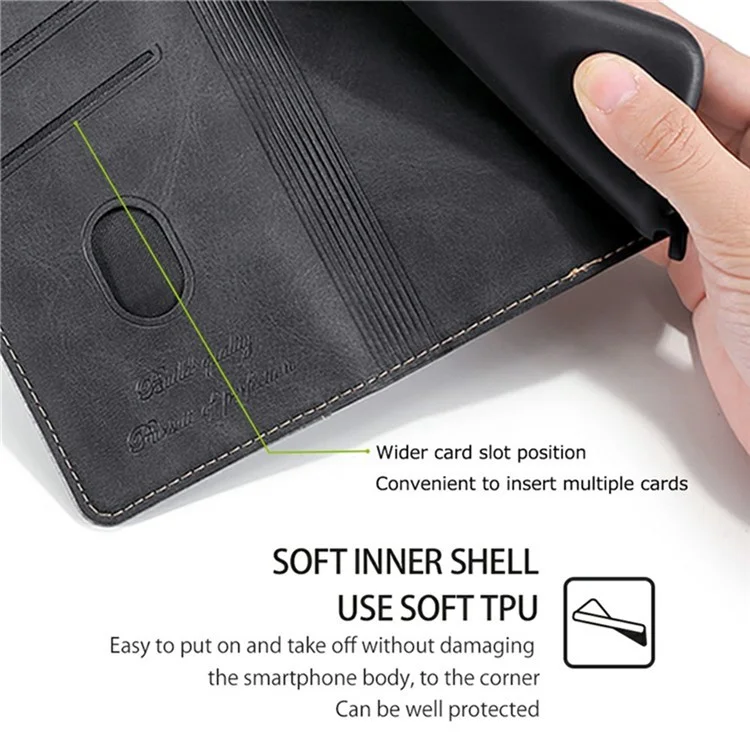 Capa para vivo Y29s 5G Carteira com Cores em Contraste em Couro para Celular - Preto + Cinza
