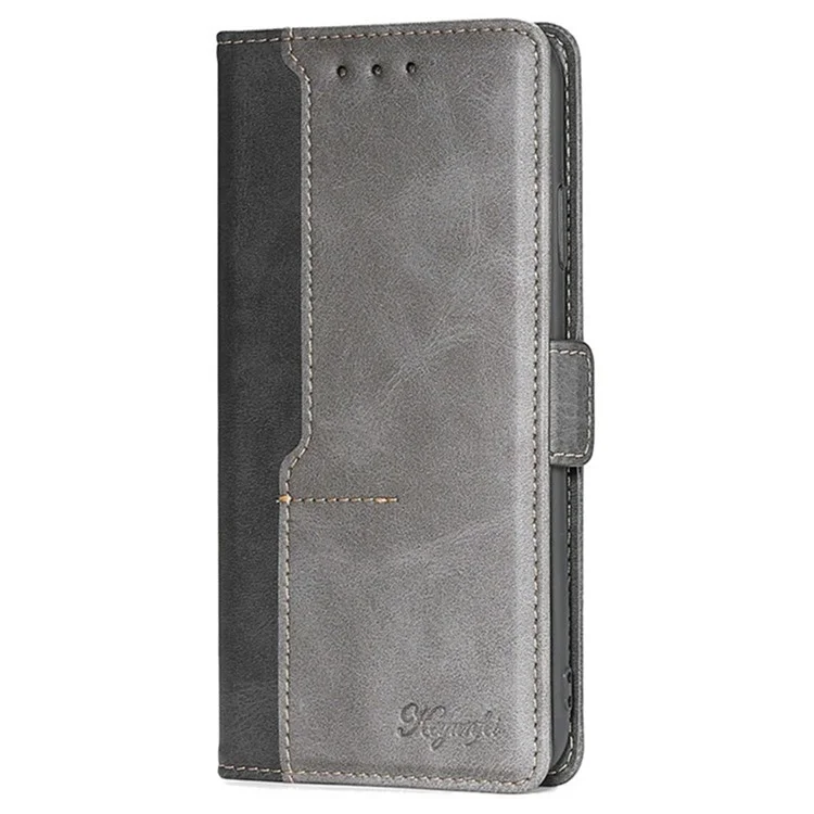 Capa para vivo Y29s 5G Carteira com Cores em Contraste em Couro para Celular - Preto + Cinza