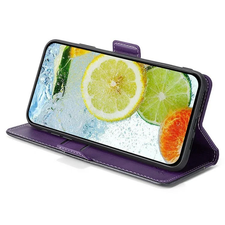 For Xiaomi Redmi Note 14 4G (164.84mm) Case Contrast Color Wallet Leather Phone Cover - Rose + Purple