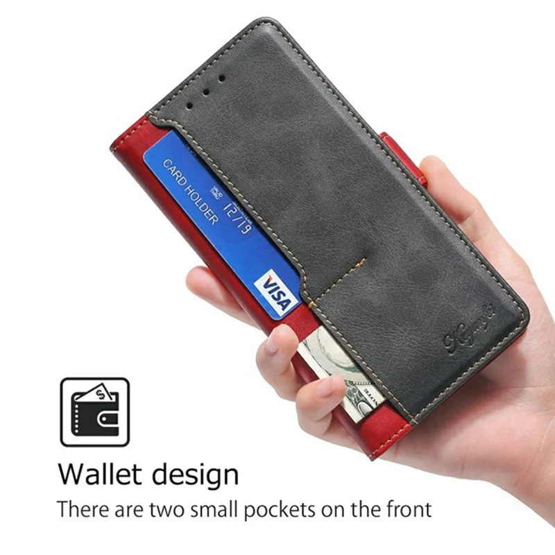 For Honor X8c 4G Case Contrast Color Wallet Leather Phone Cover - Black + Red