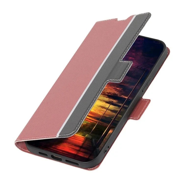 Capa para vivo Y29s 5G / Y04 4G com Porta-cartões, Textura Trançada em Couro - Rosa