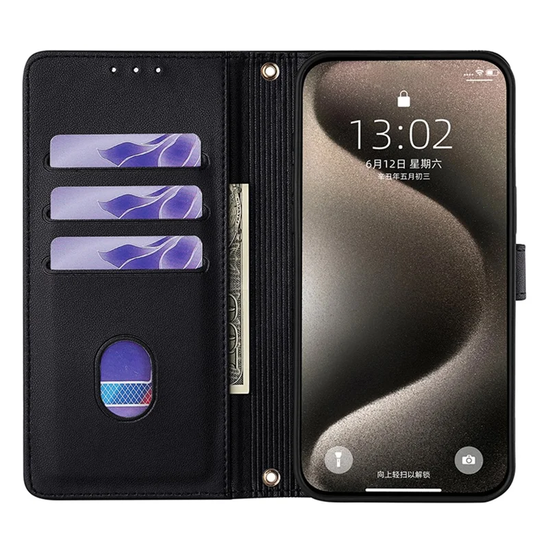 For Oppo A5 Pro 4G (Global) / 5G (Global) / A5 Energy 5G (China) Case Wallet Sequins Leather Crossbody Phone Cover - Black