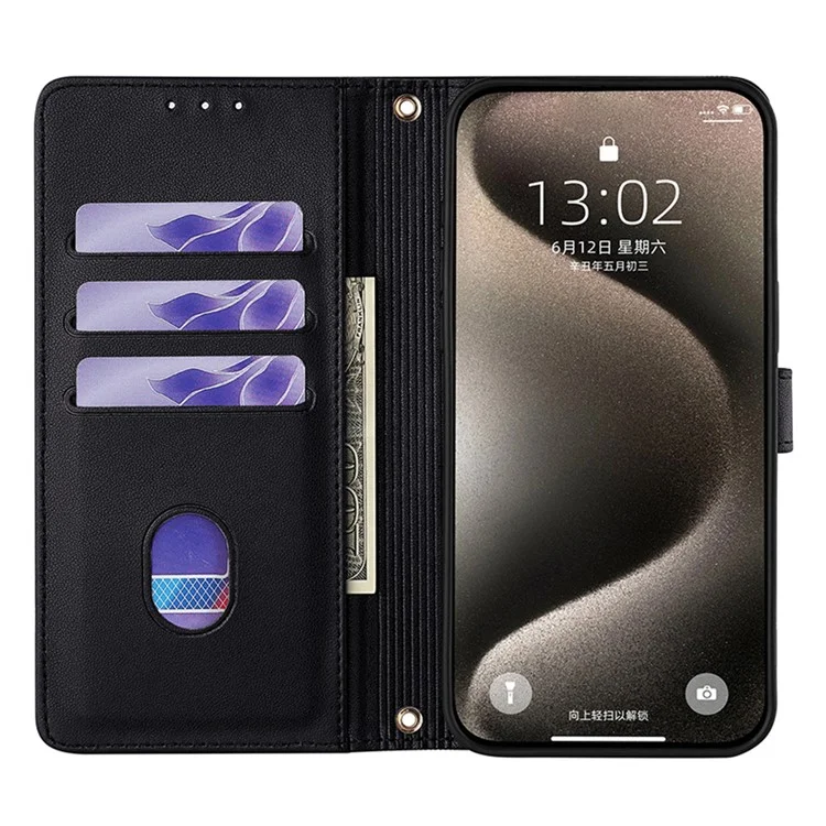 For Xiaomi 15 Ultra Case Wallet Sequins Leather Crossbody Phone Cover - Black