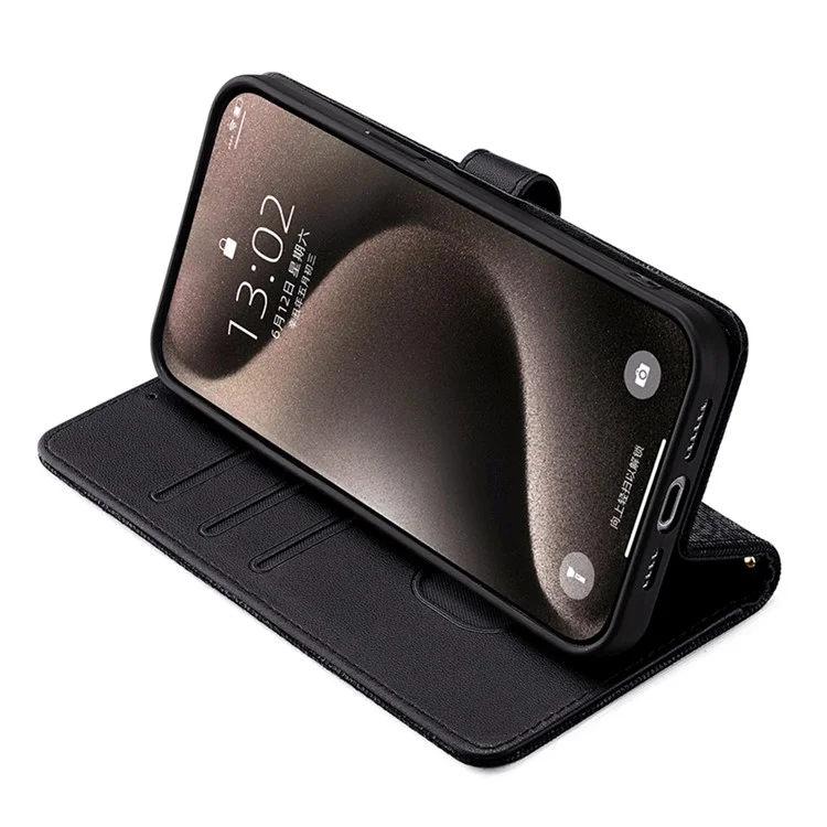 For Xiaomi 15 Ultra Case Wallet Sequins Leather Crossbody Phone Cover - Black