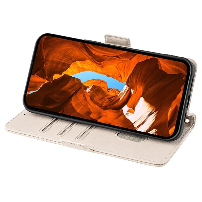 For Honor X8c 4G Case PU Leather Wallet Stand Phone Cover with Crossbody Shoulder Strap - White