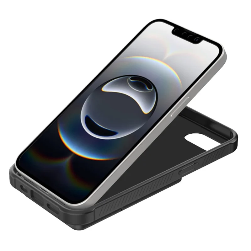 Funda para iPhone 16e con Soporte de Espejo, Tarjetero y Acabado Táctil - TPU + PC - Negro