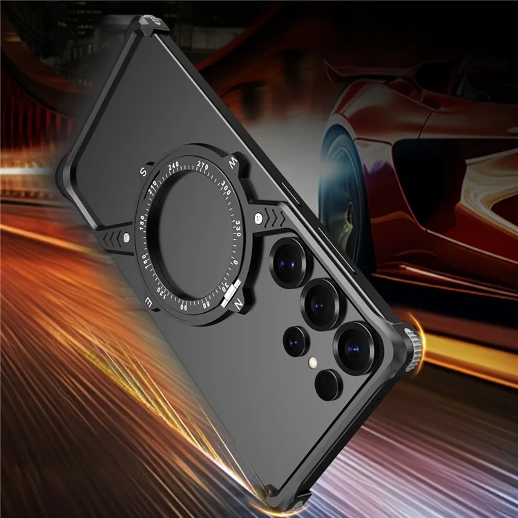 Cover per Samsung Galaxy S23 Ultra Magnetica con Supporto, Protezione Angoli Antiurto, Dissipazione del Calore, Cover Metallica per Telefono - Oro Deserto