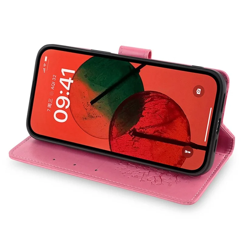 For vivo V50 5G Case PU Leather Wallet Phone Cover Tree Deer Imprinted - Pink