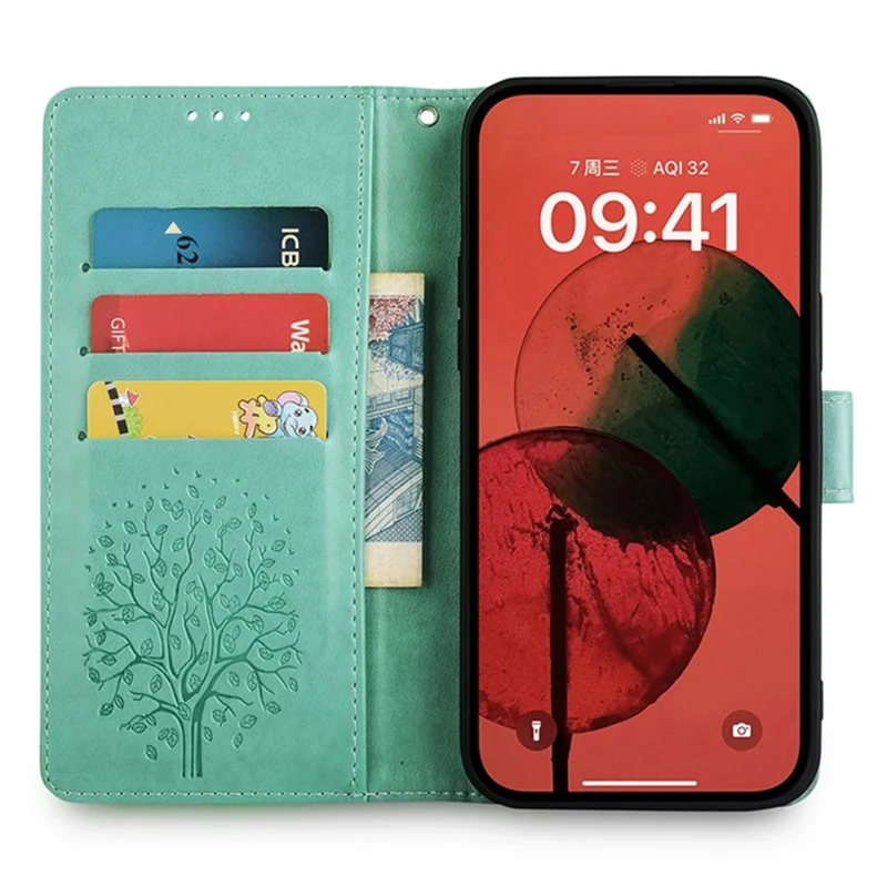 For vivo Y29 4G Case PU Leather Wallet Phone Cover Tree Deer Imprinted - Green