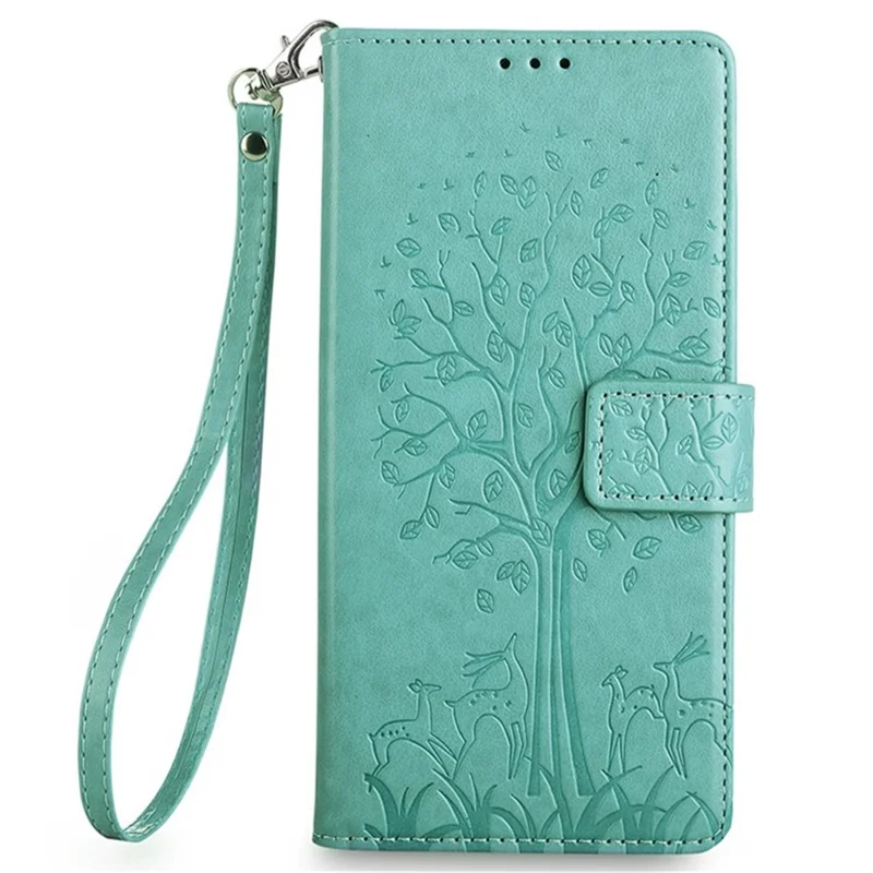 For vivo Y29 4G Case PU Leather Wallet Phone Cover Tree Deer Imprinted - Green