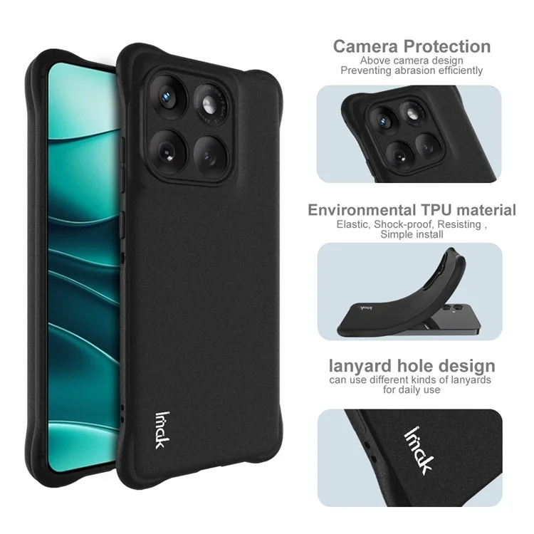 IMAK Para Motorola Edge 60 Fusion 5G Funda de TPU Protectora de Teléfono Antichoque con Airbag - Negro Mate