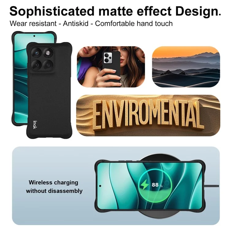 IMAK Para Motorola Edge 60 Fusion 5G Funda de TPU Protectora de Teléfono Antichoque con Airbag - Negro Mate