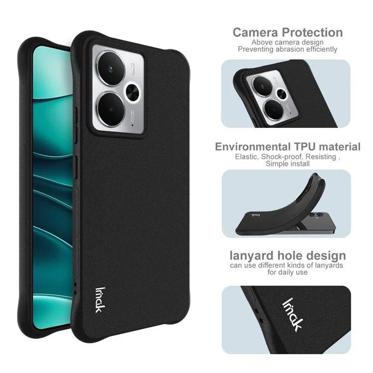 Чехол IMAK для Realme 14 5G из ТПУ с противоударной защитой - Матовый черный