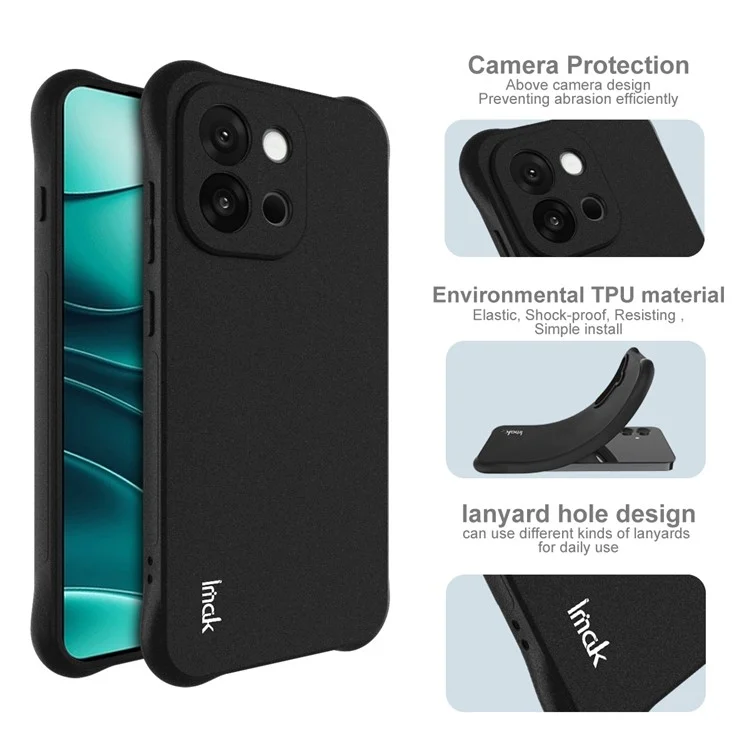 Funda IMAK para OnePlus 13T 5G Carcasa Protectora de Teléfono TPU Antichoque con Airbag - Negro Mate