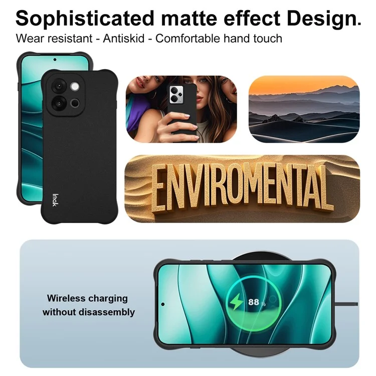 Funda IMAK para OnePlus 13T 5G Carcasa Protectora de Teléfono TPU Antichoque con Airbag - Negro Mate