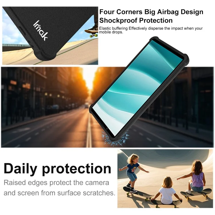 IMAK Per Sony Xperia 1 VII Cover TPU Custodia Telefonica Antiurto con Protezione Airbag - Nero Opaco