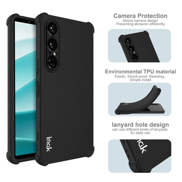 IMAK Per Sony Xperia 1 VII Cover TPU Custodia Telefonica Antiurto con Protezione Airbag - Nero Opaco