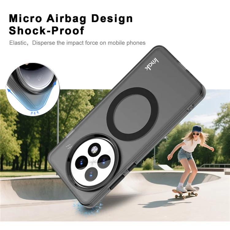 IMAK Pour OnePlus 13 Étui Compatible avec MagSafe Couleur Bonbon Antichoc TPU + PET Coque Arrière - Noir