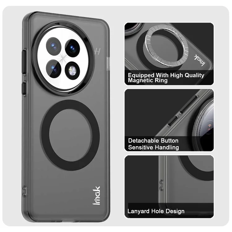 IMAK Pour OnePlus 13 Étui Compatible avec MagSafe Couleur Bonbon Antichoc TPU + PET Coque Arrière - Noir
