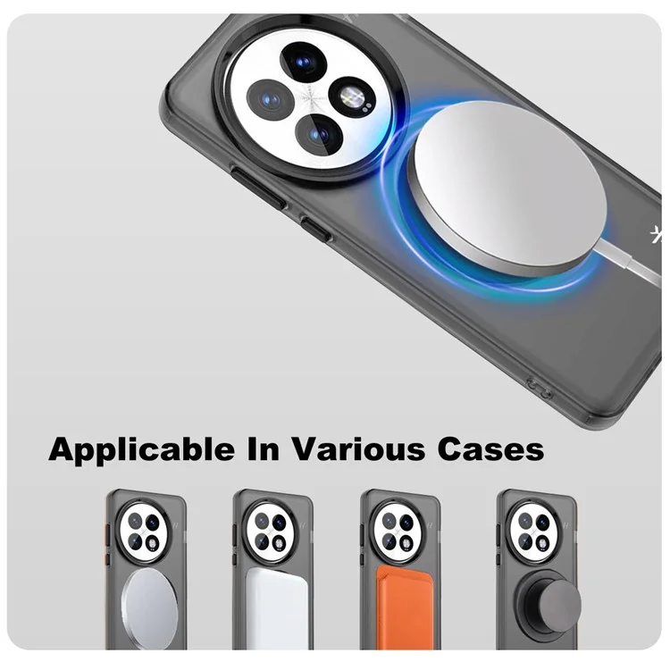 IMAK Pour OnePlus 13 Étui Compatible avec MagSafe Couleur Bonbon Antichoc TPU + PET Coque Arrière - Noir