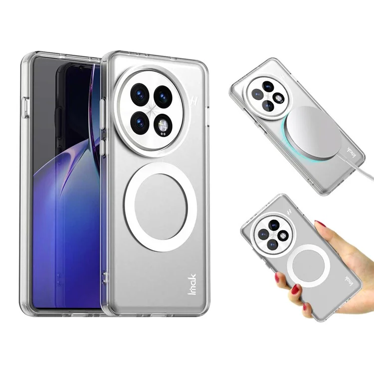 IMAK Pour OnePlus 13 Étui Compatible avec MagSafe Couleur Bonbon Antichute TPU + PET Coque Arrière - Blanc