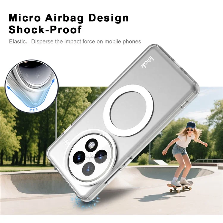 IMAK Pour OnePlus 13 Étui Compatible avec MagSafe Couleur Bonbon Antichute TPU + PET Coque Arrière - Blanc