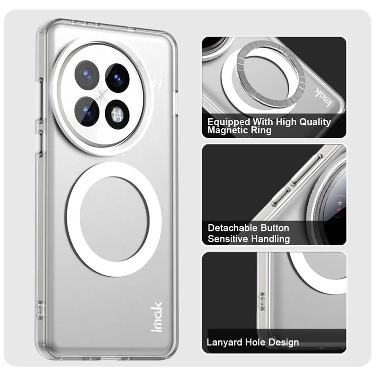 IMAK Pour OnePlus 13 Étui Compatible avec MagSafe Couleur Bonbon Antichute TPU + PET Coque Arrière - Blanc