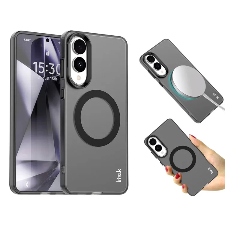 IMAK Pour Étui Samsung Galaxy S25 Edge Compatible avec MagSafe Couleur Bonbon Anti-Chute Couverture Arrière TPU + PET - Noir